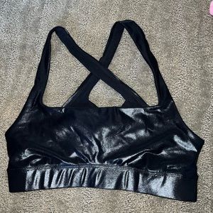 BLACK SHINY SPORTS BRA TOP